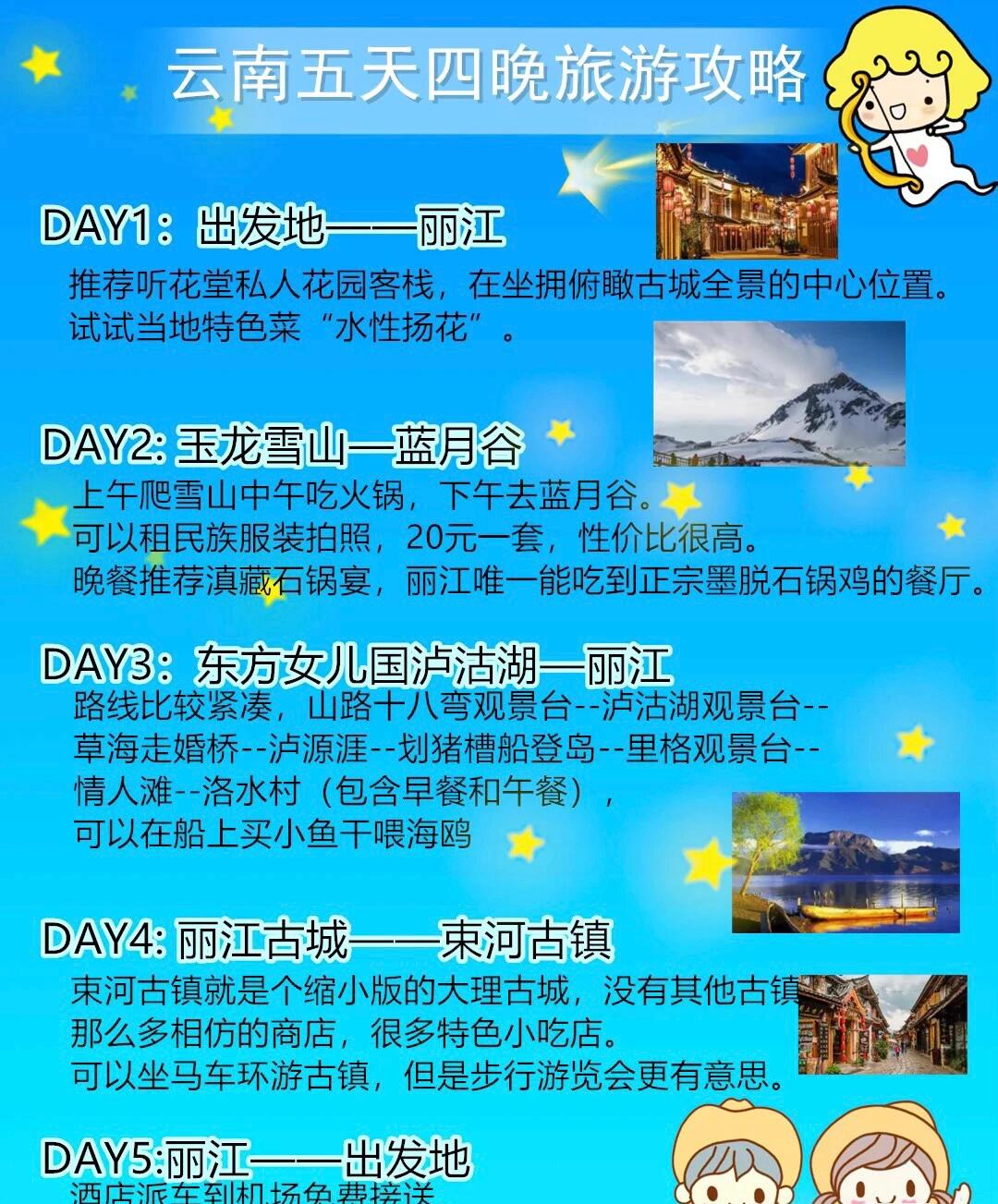 去云南旅游5天最佳路線攻略